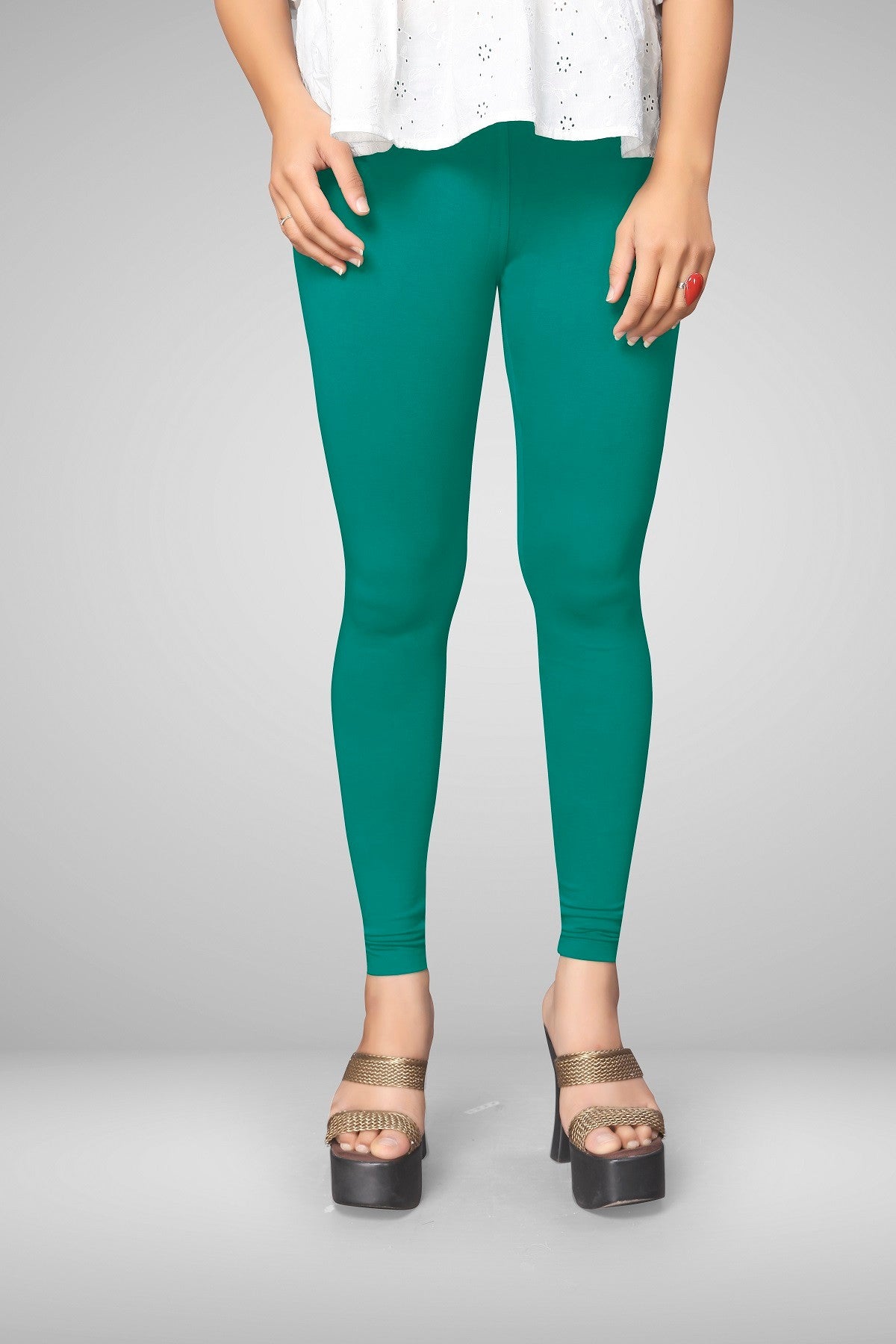 Upto 50% to 80% OFF Ocean Green Cotton Lycra Ankle Length Leggings