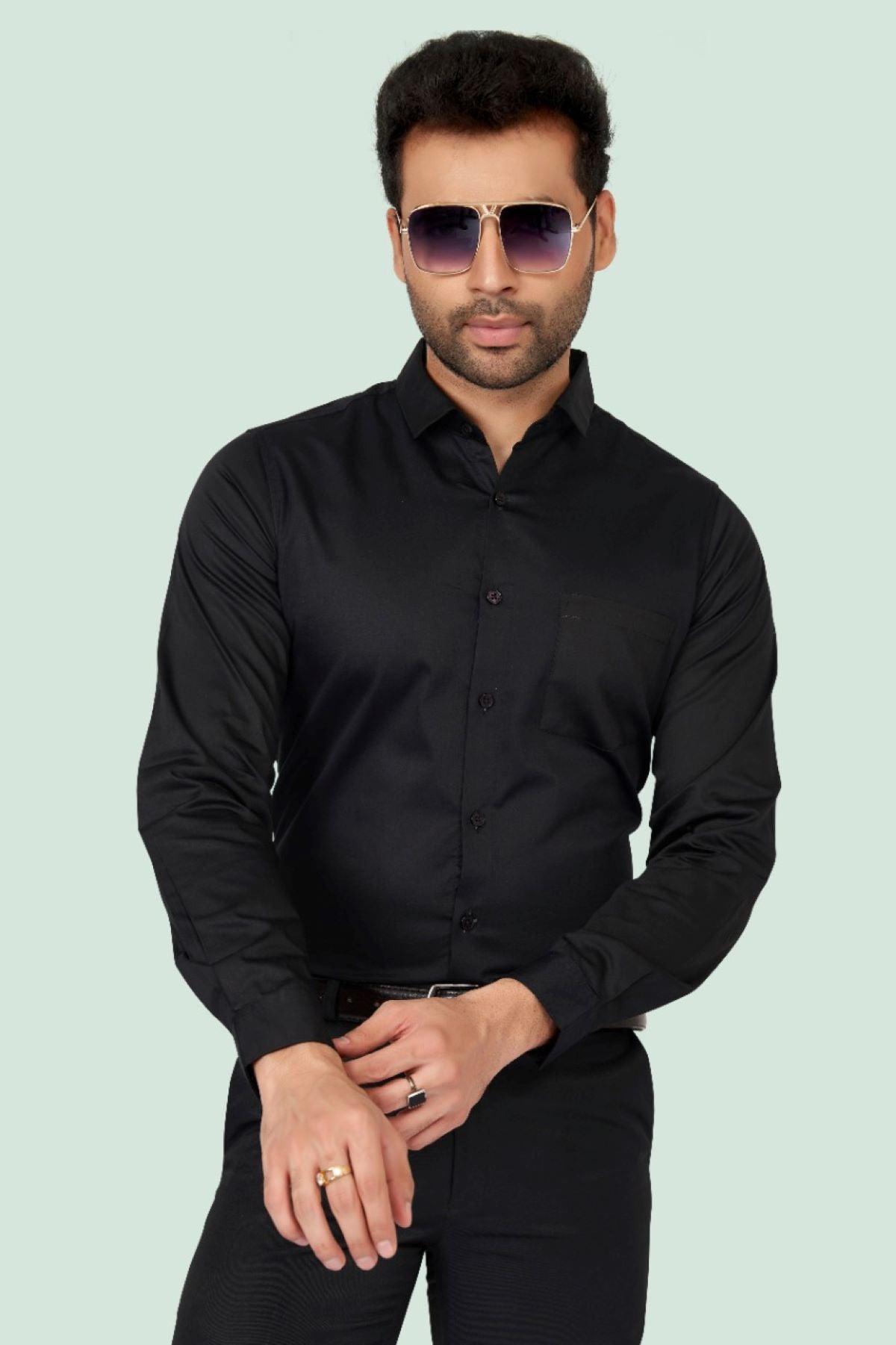 Buy Black Slim Fit Full Sleeves Formal Shirt for Men at Selected