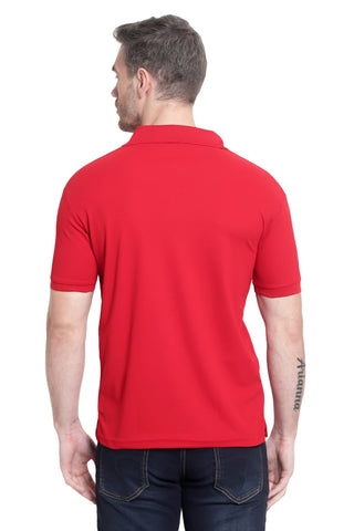 Red Solid Men Polo Neck T-Shirt for Office