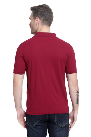 Maroon Solid Men Polo Neck T-Shirt for Office