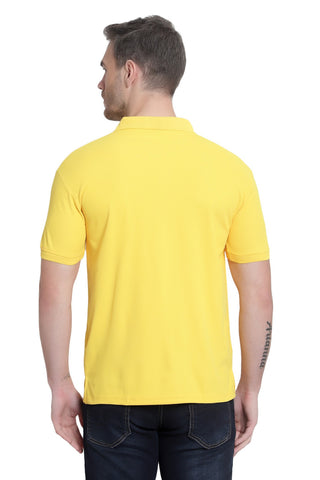 Yellow Solid Men Polo Neck T-Shirt for Office