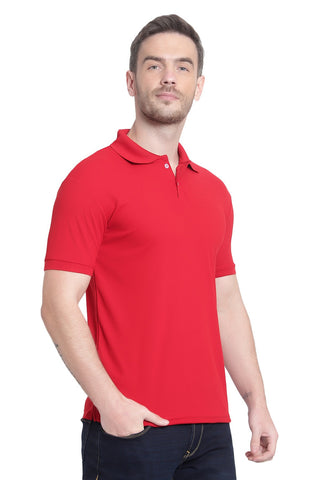 Red Solid Men Polo Neck T-Shirt for Office