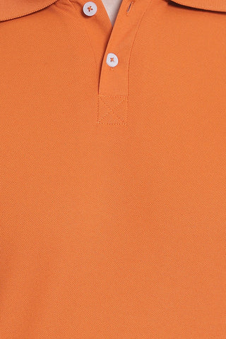 Tangerine Orange Solid Men Polo Neck T-Shirt for Office