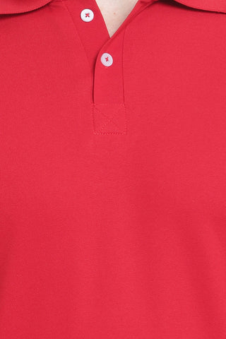 Red Solid Men Polo Neck T-Shirt for Office