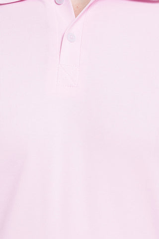 Light Pink Solid Men Polo Neck T-Shirt for Office