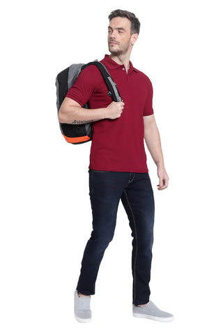 Maroon Solid Men Polo Neck T-Shirt for Office