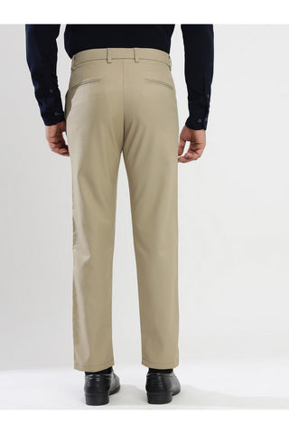 Men's Beige Viscose Imported Formal Trousers