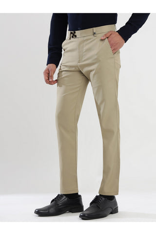 Men's Beige Viscose Imported Formal Trousers