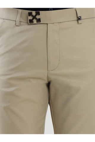 Men's Beige Viscose Imported Formal Trousers