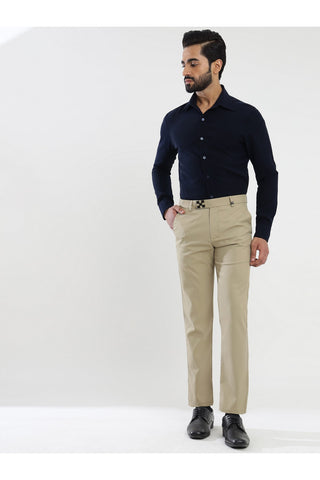 Men's Beige Viscose Imported Formal Trousers