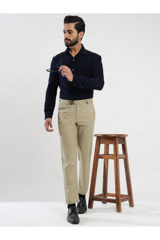 Men's Beige Viscose Imported Formal Trousers