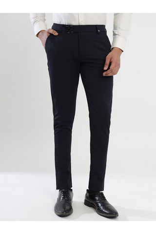 Men's Navy Blue Viscose Imported Formal Trousers