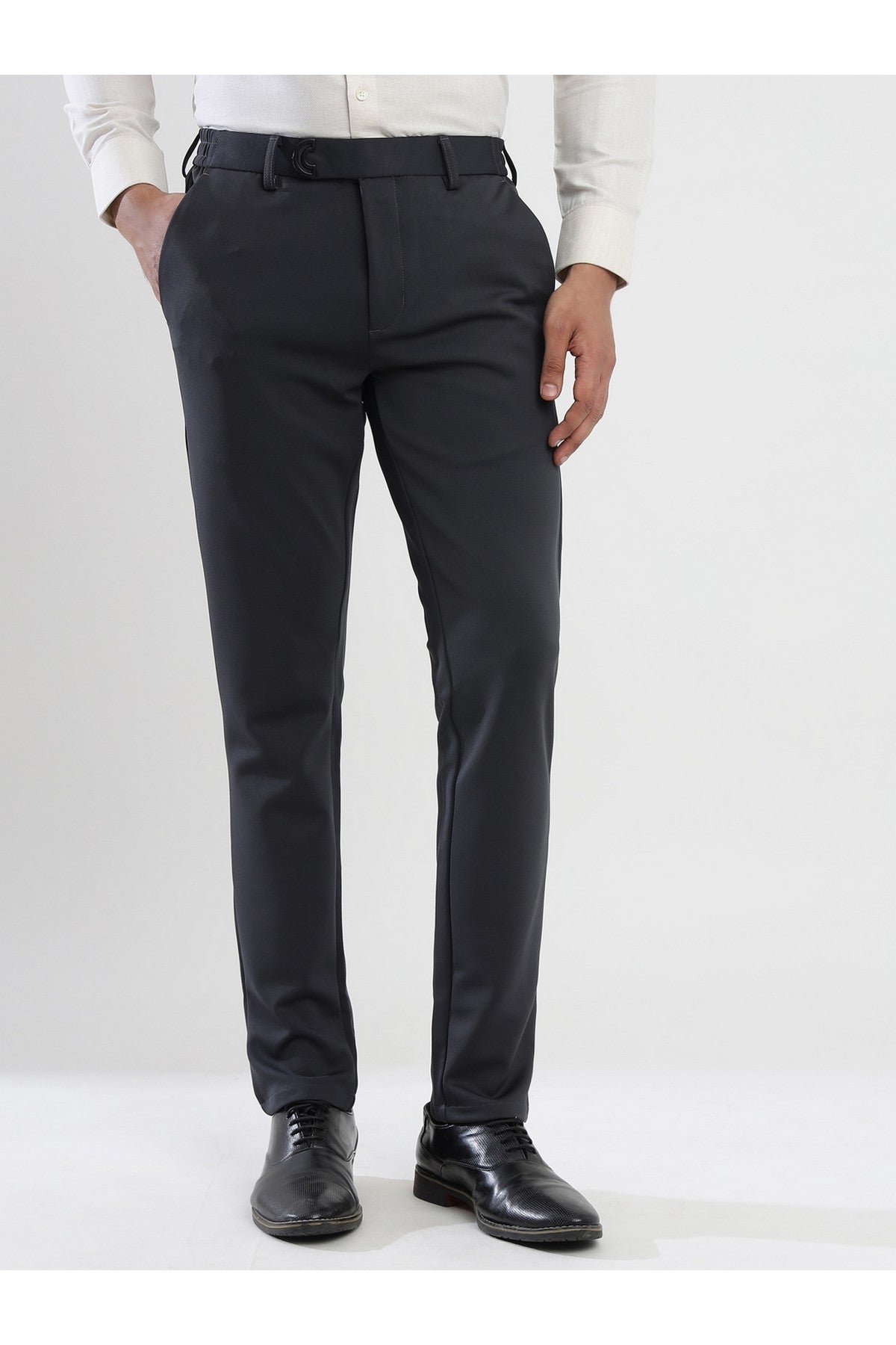 Men's Grey Viscose Imported Formal Trousers