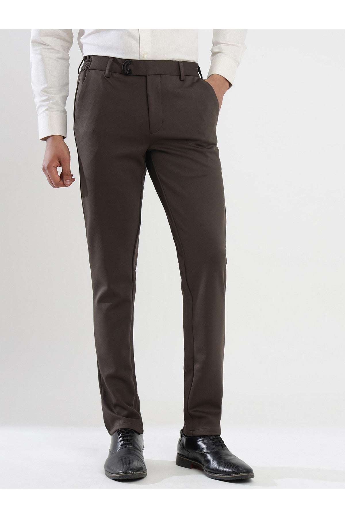 Men's Brown Viscose Imported Formal Trousers