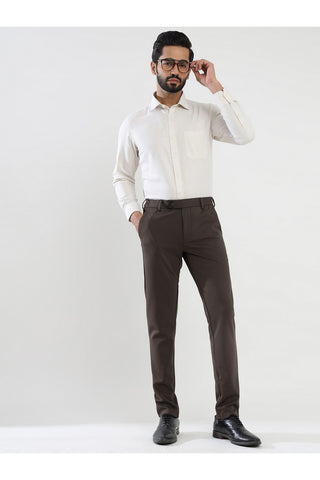 Men's Brown Viscose Imported Formal Trousers