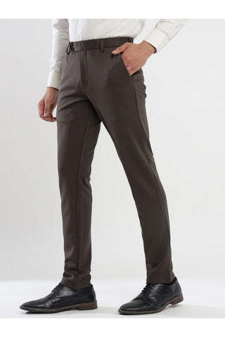 Men's Brown Viscose Imported Formal Trousers