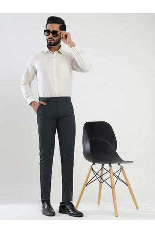 Men's Grey Viscose Imported Formal Trousers