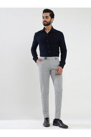 Men's Grey Viscose Imported Formal Trousers