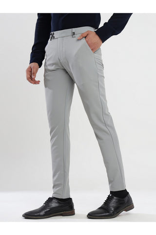 Men's Grey Viscose Imported Formal Trousers