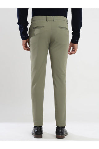 Men's Olive Green Viscose Imported Formal Trousers