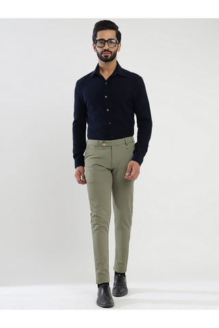 Men's Olive Green Viscose Imported Formal Trousers