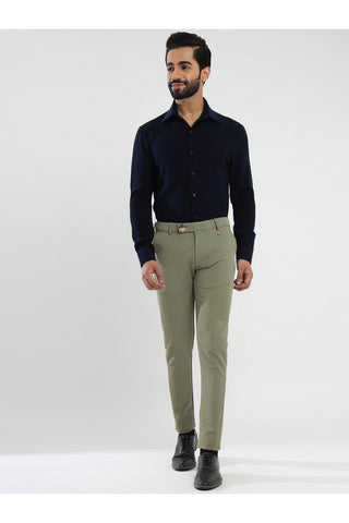 Men's Olive Green Viscose Imported Formal Trousers