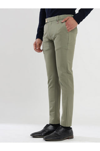 Men's Olive Green Viscose Imported Formal Trousers