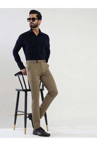 Men's Khakhi Viscose Imported Formal Trousers