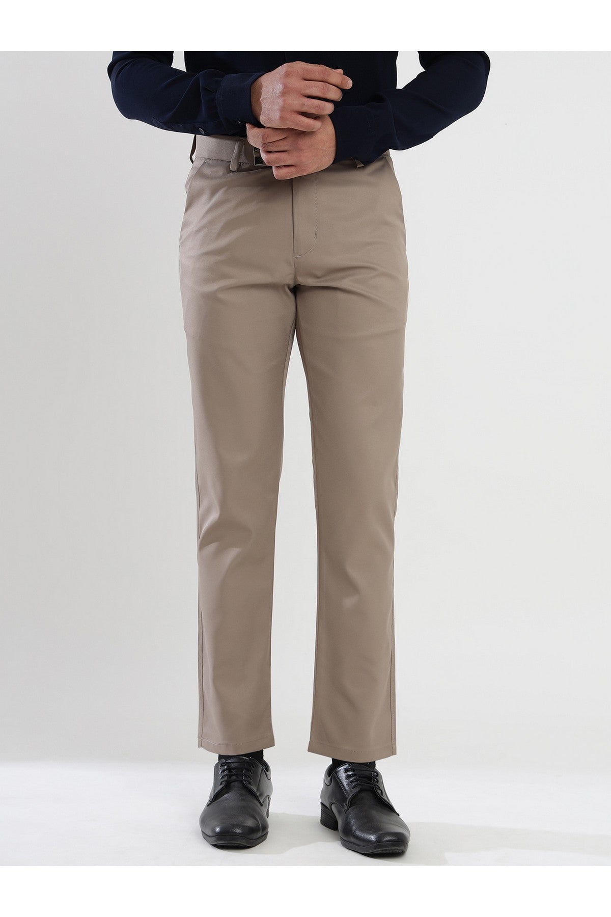 Men's Khakhi Viscose Imported Formal Trousers