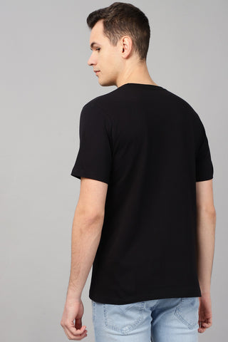 Black Solid Men Half Sleeve Pure Cotton Round Neck T-Shirt