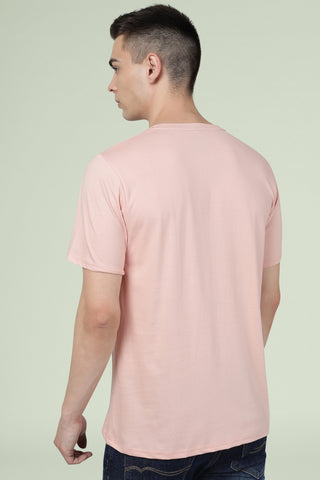 Light Pink Solid Men Half Sleeve Pure Cotton Round Neck T-Shirt