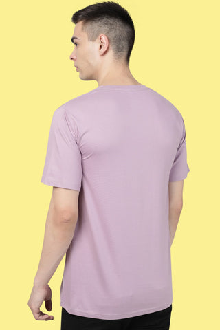 Light Purple Solid Men Half Sleeve Pure Cotton Round Neck T-Shirt