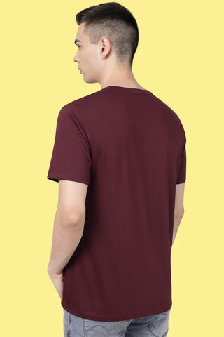 Maroon Solid Men Half Sleeve Pure Cotton Round Neck T-Shirt