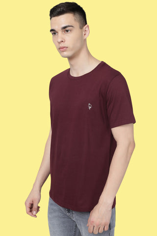 Maroon Solid Men Half Sleeve Pure Cotton Round Neck T-Shirt