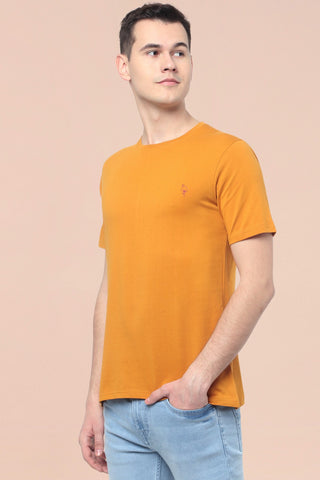 Mustered Solid Men Half Sleeve Pure Cotton Round Neck T-Shirt