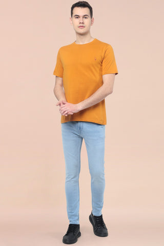 Mustered Solid Men Half Sleeve Pure Cotton Round Neck T-Shirt