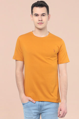 Mustered Solid Men Half Sleeve Pure Cotton Round Neck T-Shirt