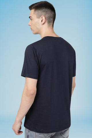 Navy blue Solid Men Half Sleeve Pure Cotton Round Neck T-Shirt