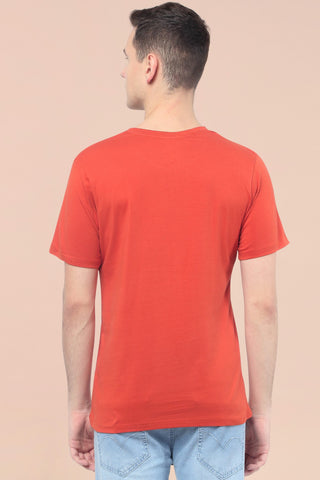 Orange Solid Men Half Sleeve Pure Cotton Round Neck T-Shirt