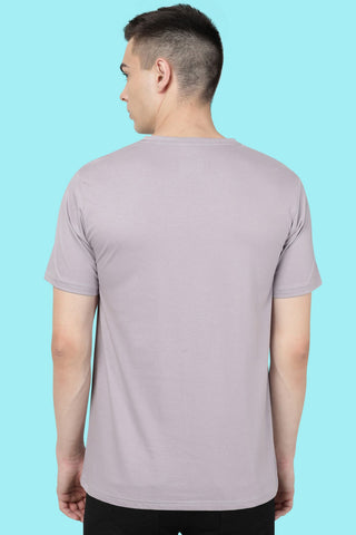 Purple Grey Solid Men Half Sleeve Pure Cotton Round Neck T-Shirt