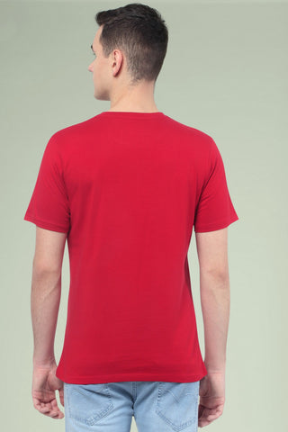 Red Solid Men Half Sleeve Pure Cotton Round Neck T-Shirt