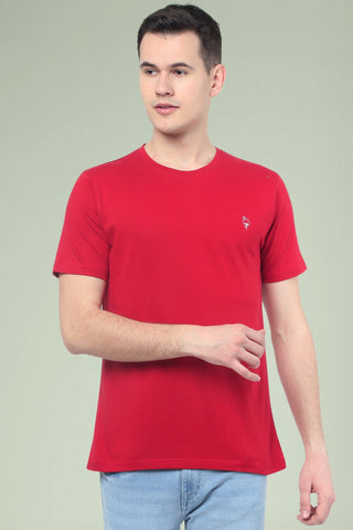 Red Solid Men Half Sleeve Pure Cotton Round Neck T-Shirt