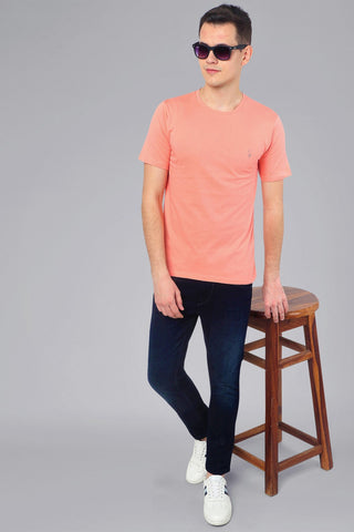 Shell Pink Men Half Sleeve Pure Cotton Round Neck T-Shirt