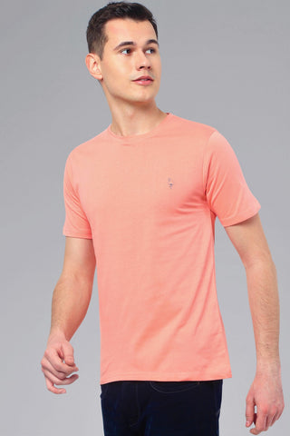 Shell Pink Men Half Sleeve Pure Cotton Round Neck T-Shirt