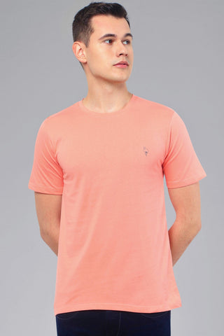 Shell Pink Men Half Sleeve Pure Cotton Round Neck T-Shirt