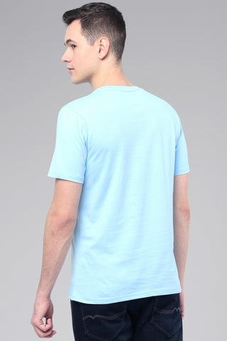 Sky blue Men Half Sleeve Pure Cotton Round Neck T-Shirt