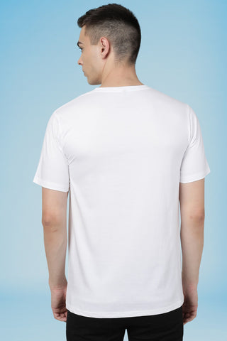 White Men Half Sleeve Pure Cotton Round Neck Solid T-Shirt