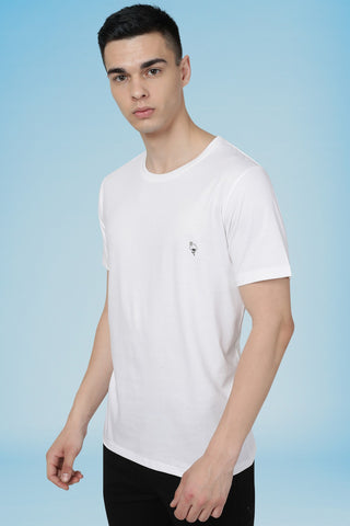 White Men Half Sleeve Pure Cotton Round Neck Solid T-Shirt