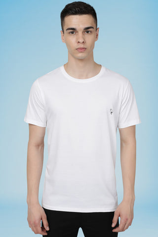 White Men Half Sleeve Pure Cotton Round Neck Solid T-Shirt