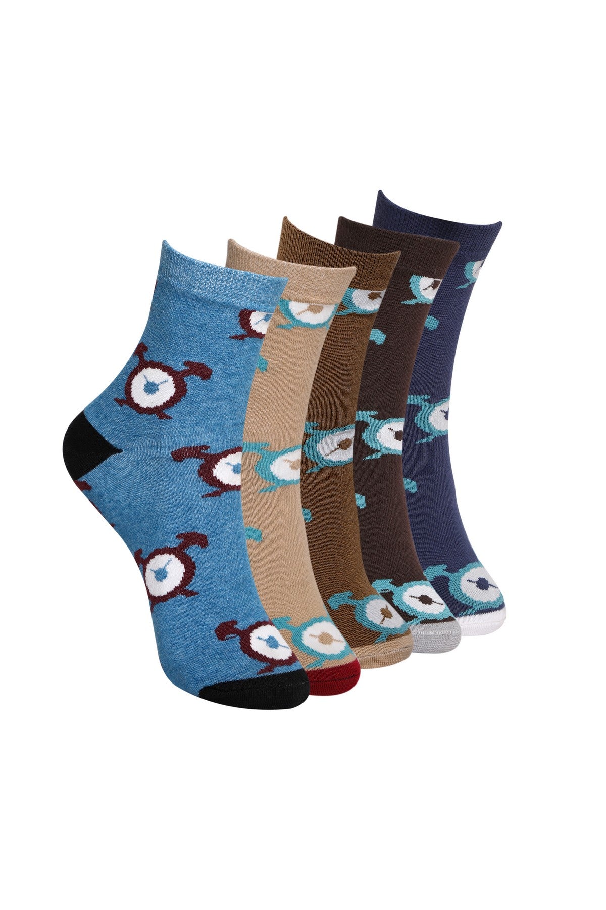 Men's and Women's Graphic Print  Cotton Ankle Length Socks ( Pack of 5 Pair )